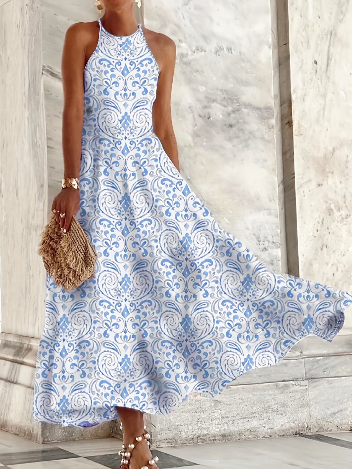 Spaghetti Strap Knee Floral Print Camisole Dress
