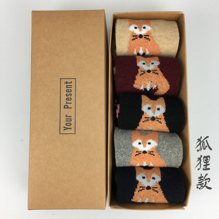 5 Pairs Christmas Elk Print Socks, Comfy & Warm Mid Tube Socks