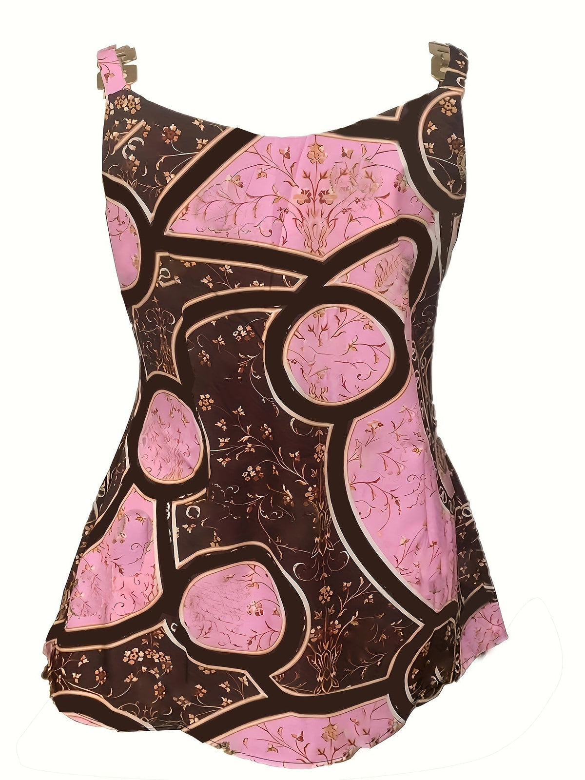 Vintage Floral Print Vest, Casual V Neck Sleeveless Chain Tank Tops