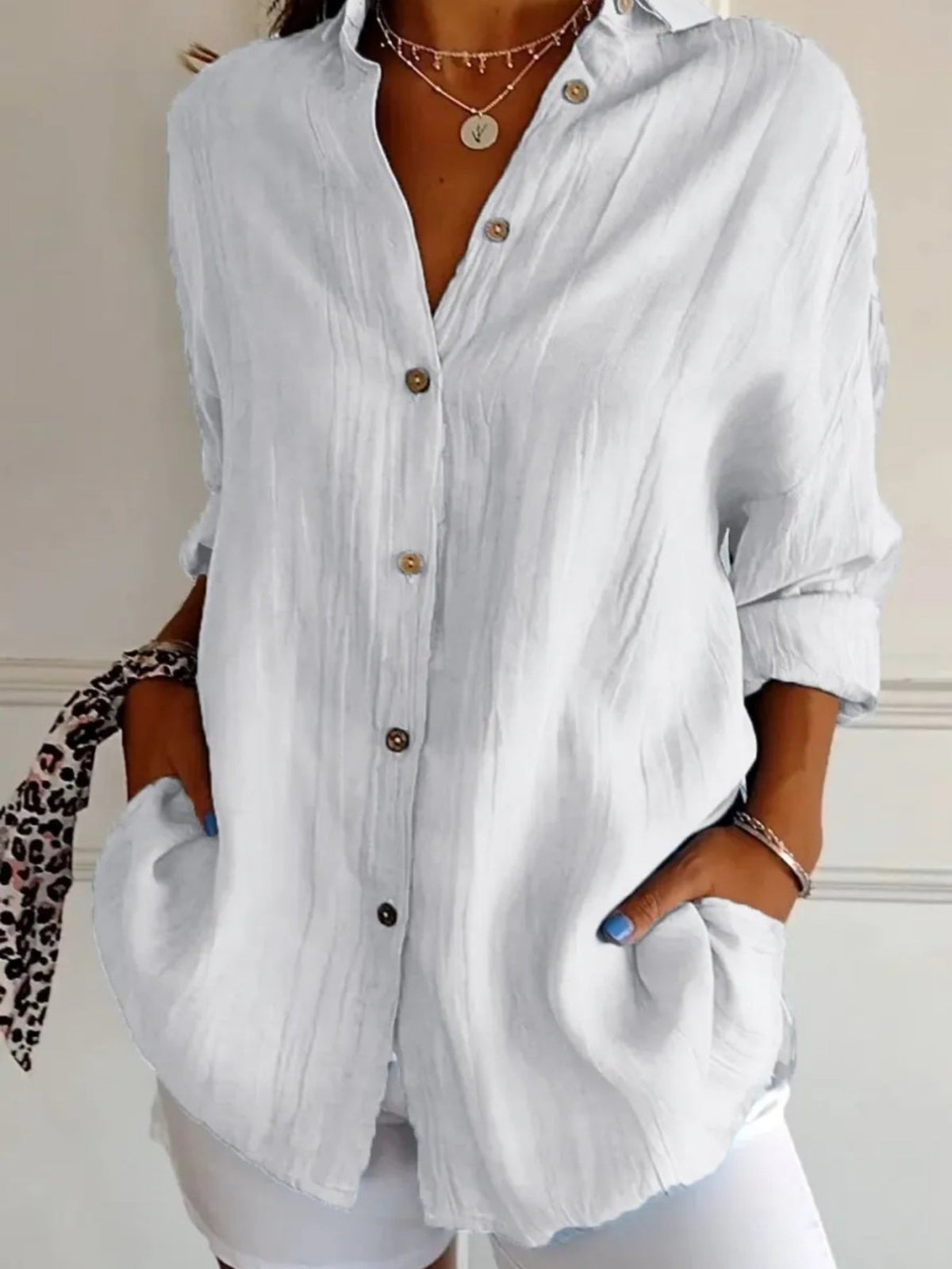 Women's Solid Color Long Sleeve Spring/Fall Collar Daily Going Out Casual Top