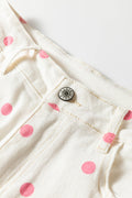 Pink Tailored Seam Polka Dot Print Barrel Casual Jeans