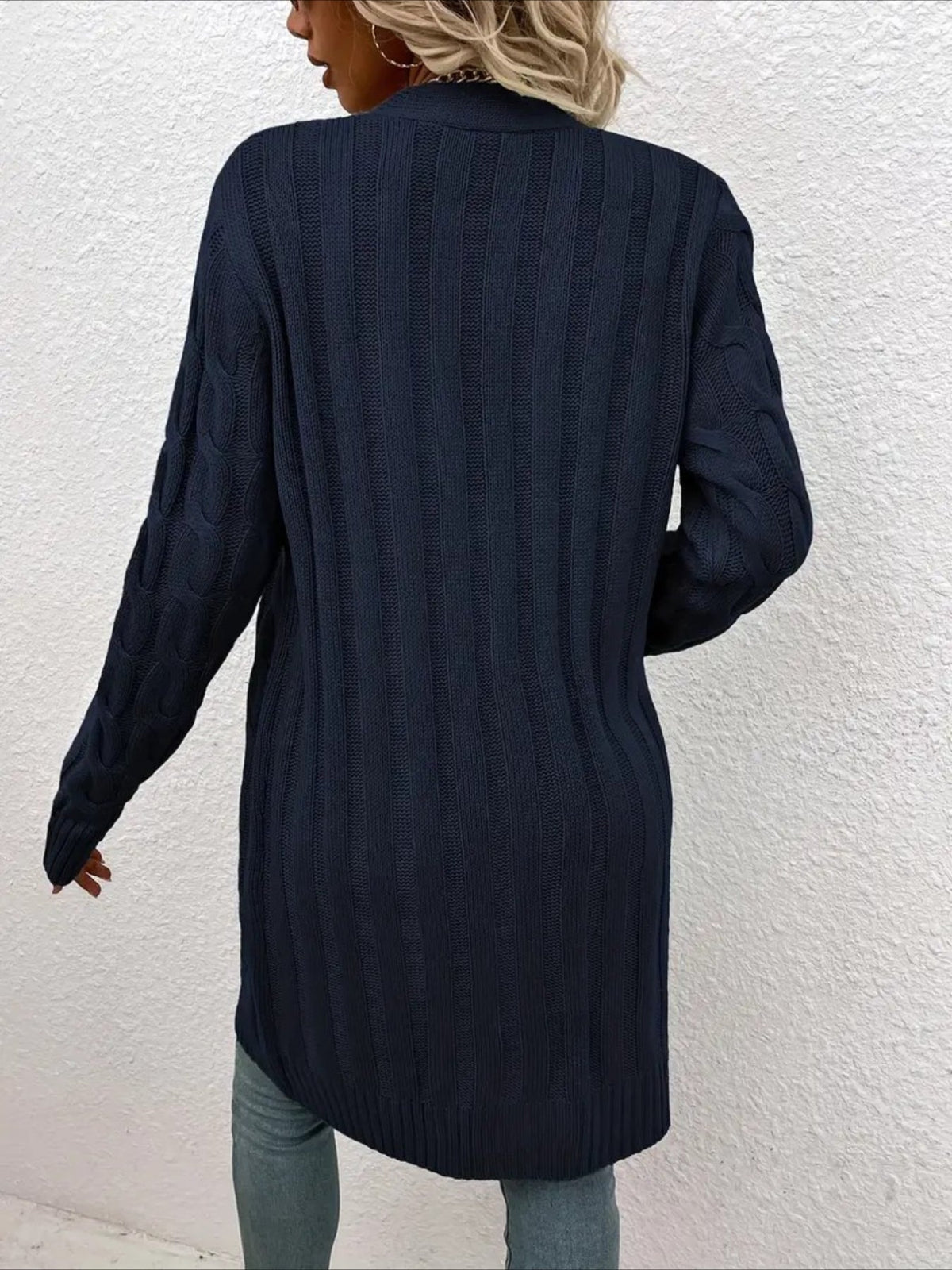 Elegant Long Nylon Soft Warm V-Neck Long Sleeves Sweater with Button Front