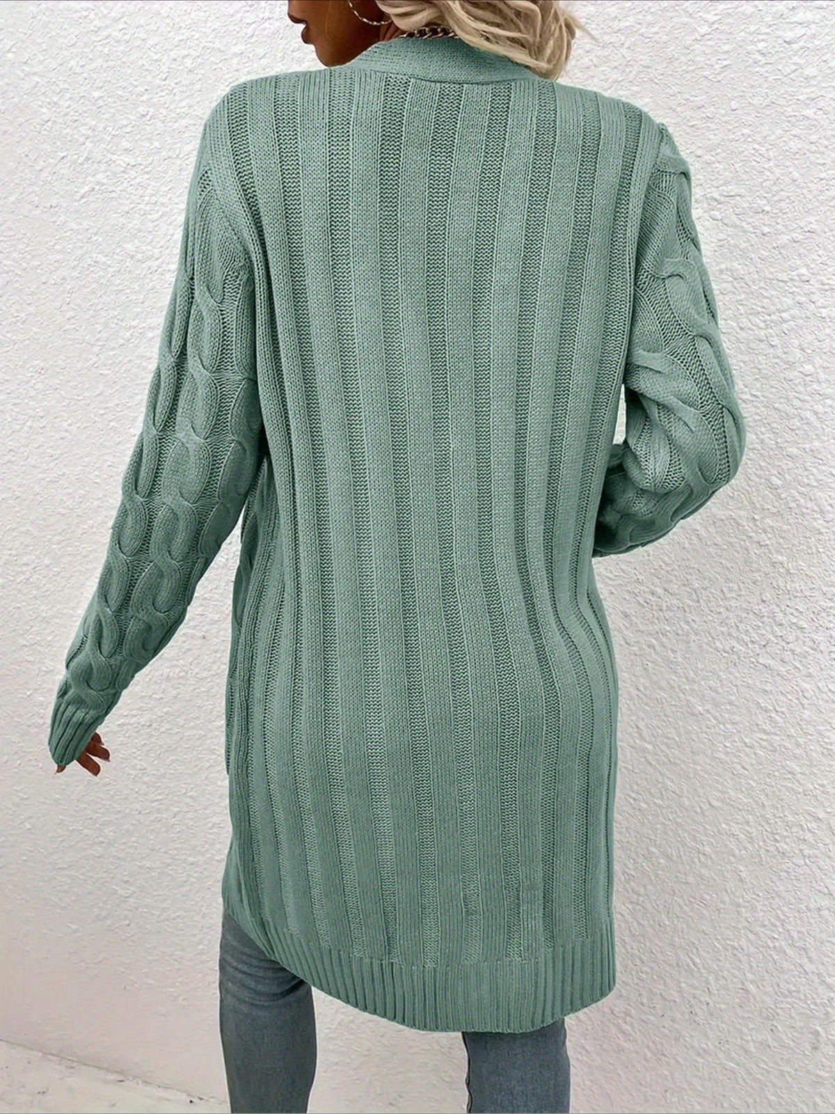 Elegant Long Nylon Soft Warm V-Neck Long Sleeves Sweater with Button Front