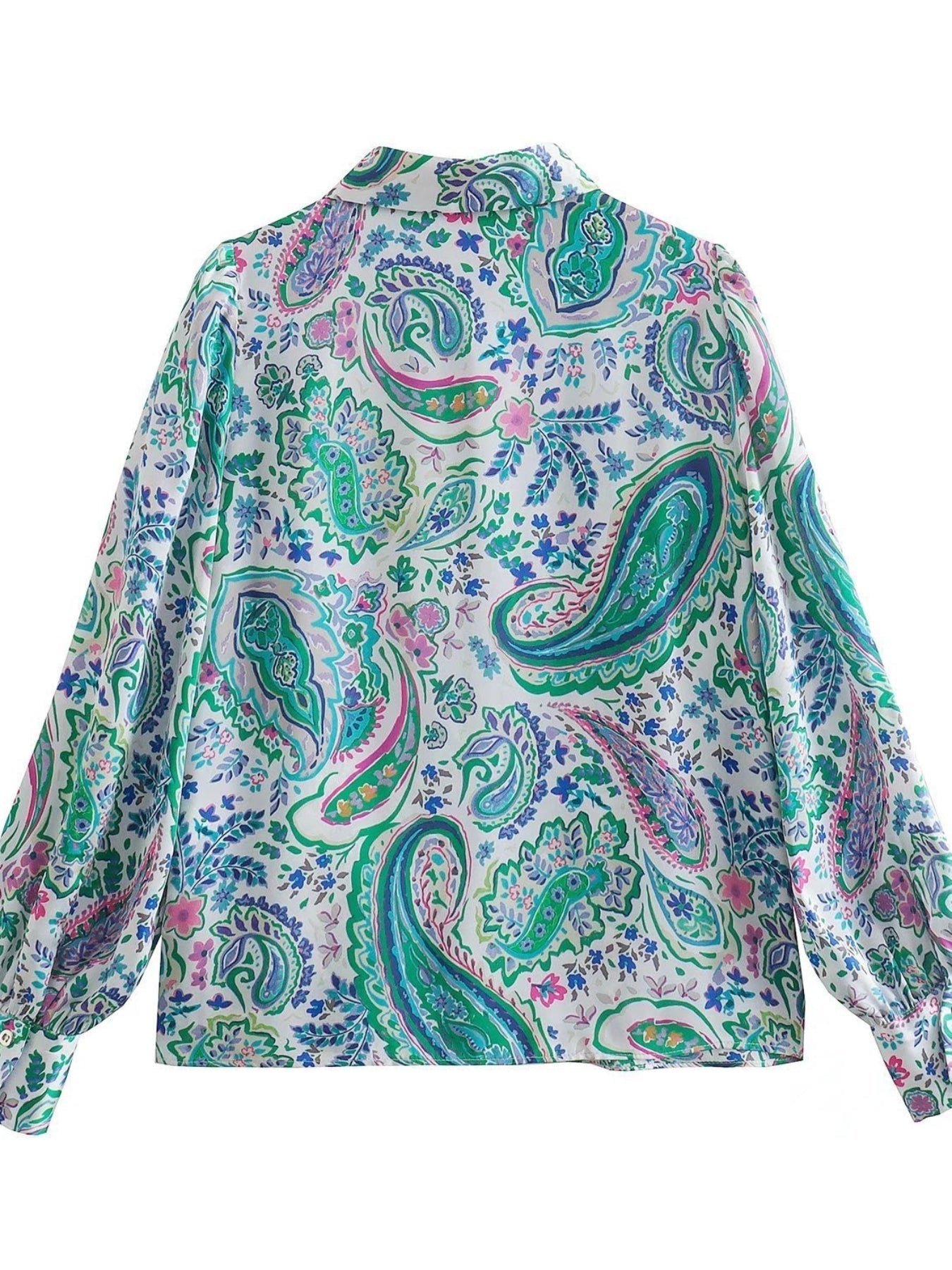 Paisley Print Polo Collar Shirt, Casual Long Sleeve Shirt