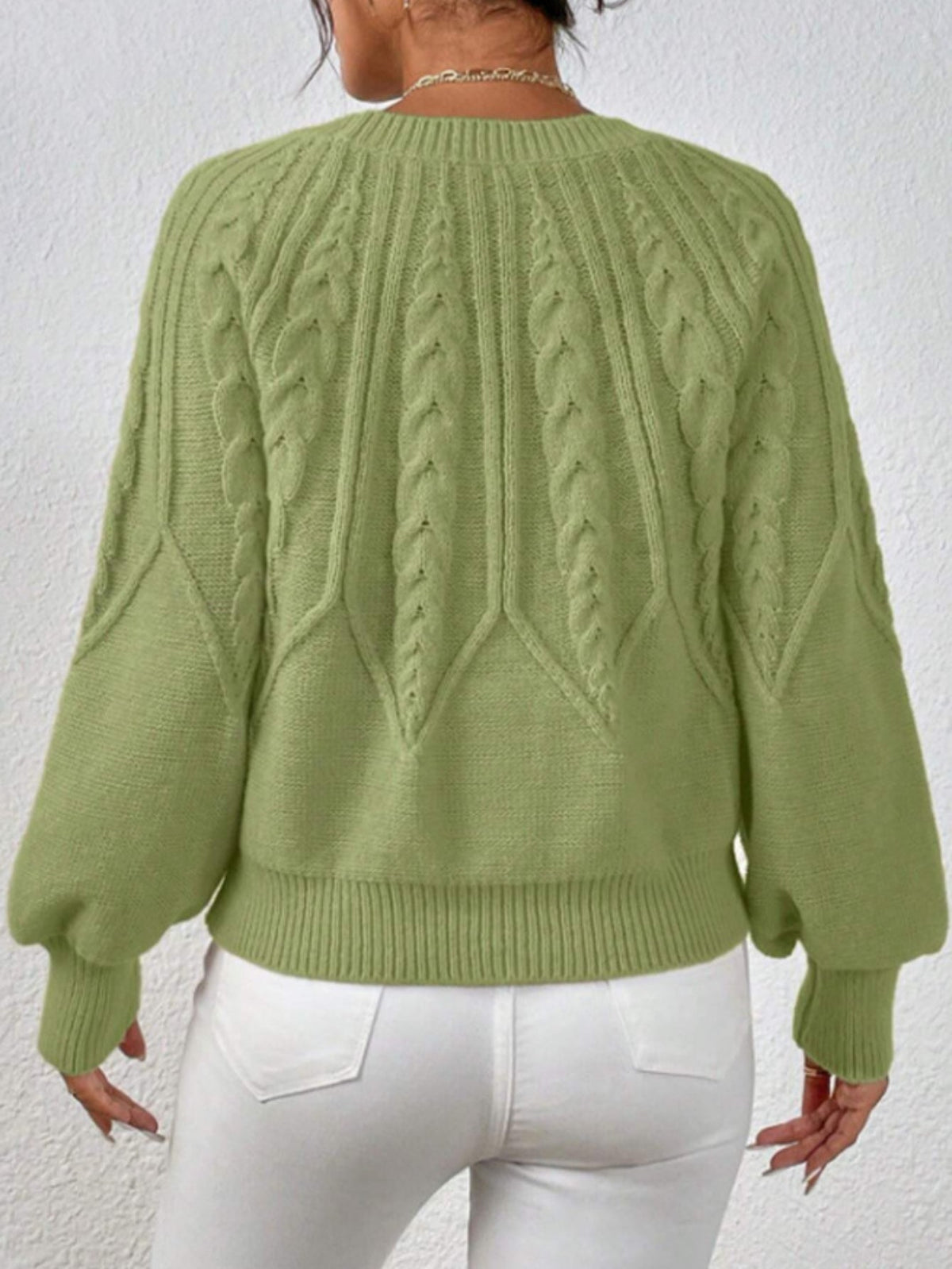 Casual Pullover Chic Knit Lantern Sleeves & Ruffle Detail Sweater