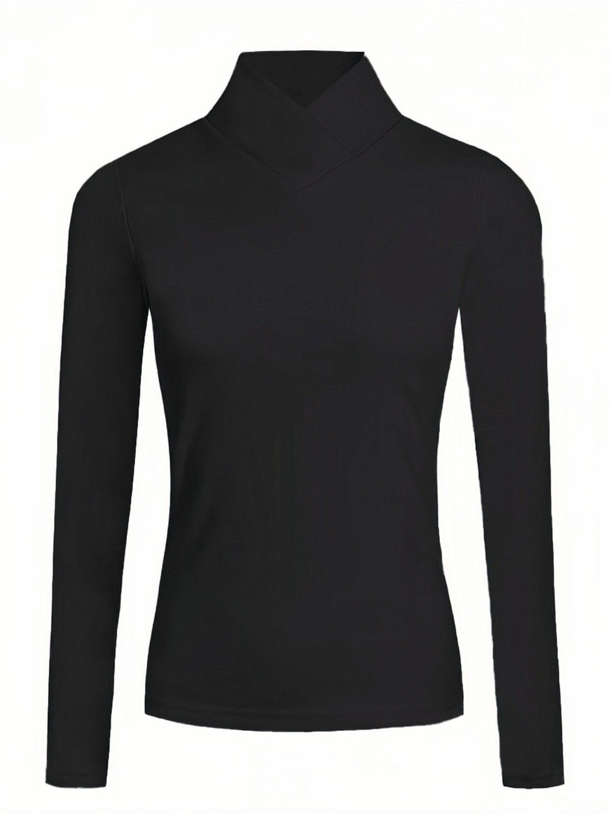 Solid Mock Neck T-Shirt, Casual Long Sleeve Top