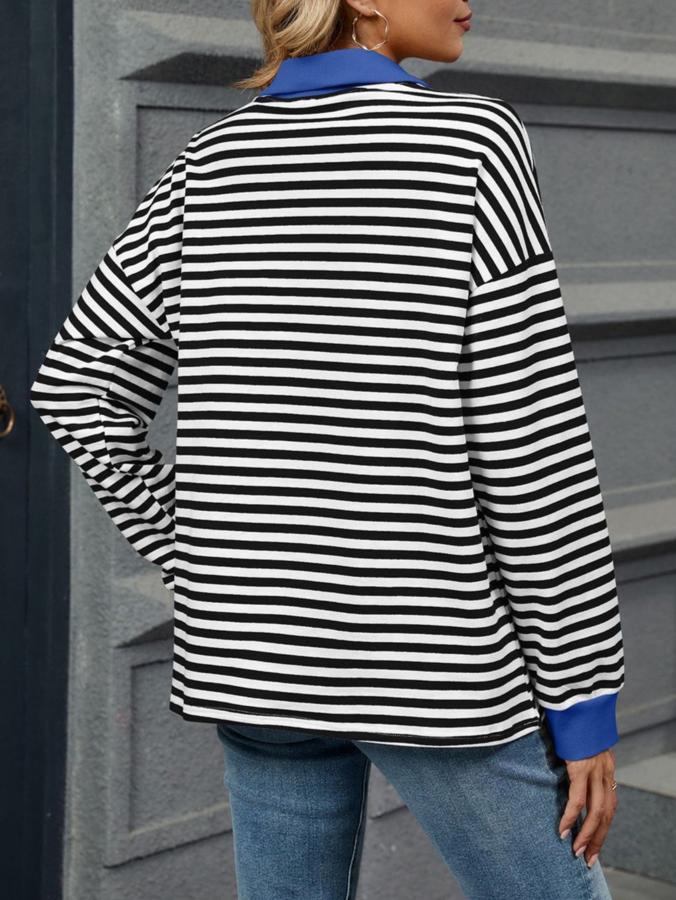 Patchwork Striped Long Sleeve T Shirt
