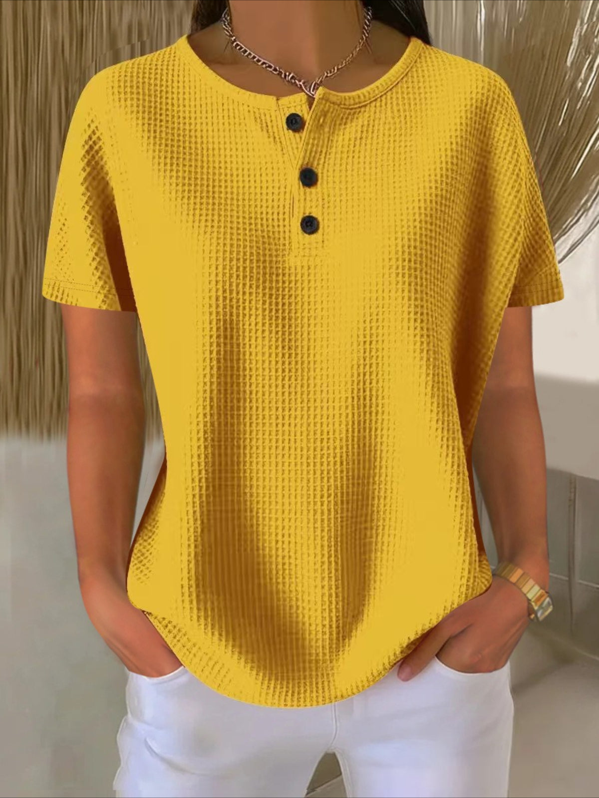 Solid Color Short Color Loose Casual Plain T-Shirt