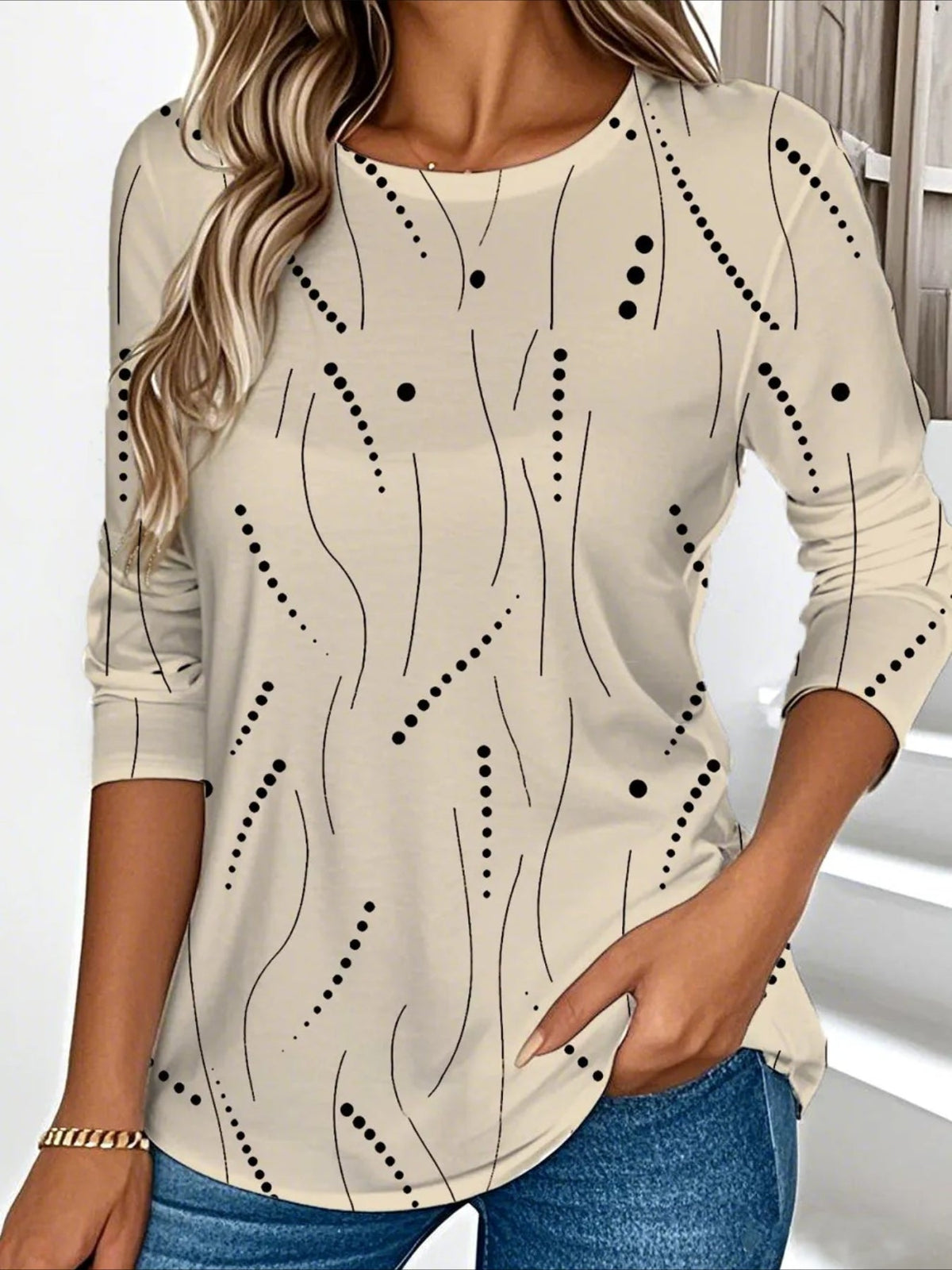 Casual Striped Crew Neck Long Sleeve T-shirt