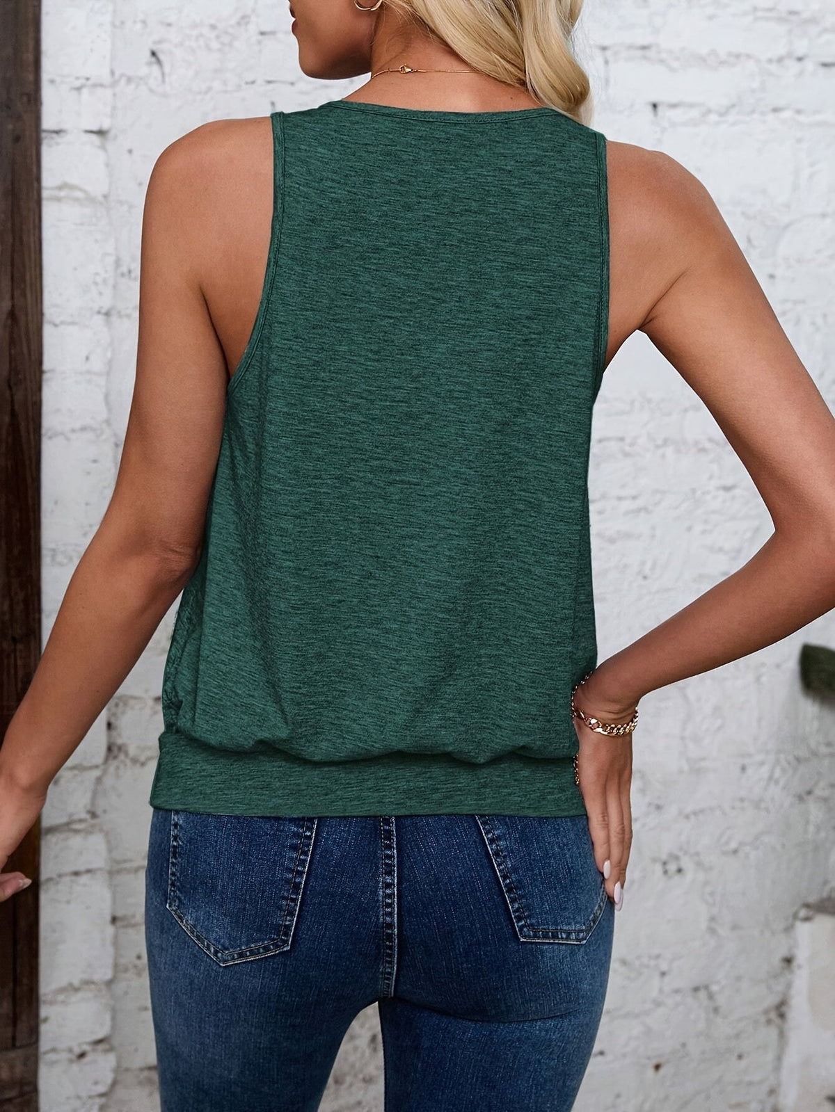 Solid Color V Neck Tank Top, Casual Sleeveless Top