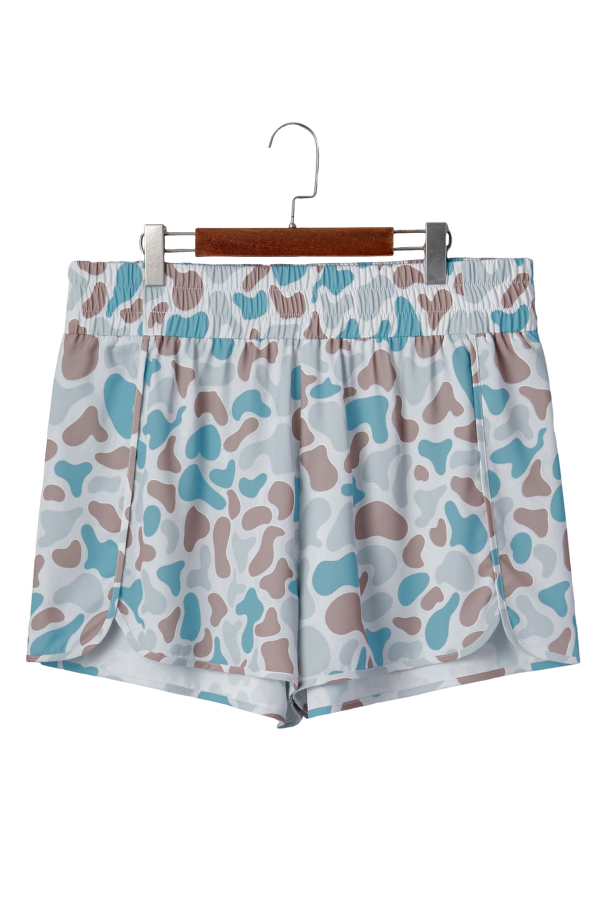Multicolour Plus Size Camouflage Elastic Waist Athleisure Shorts