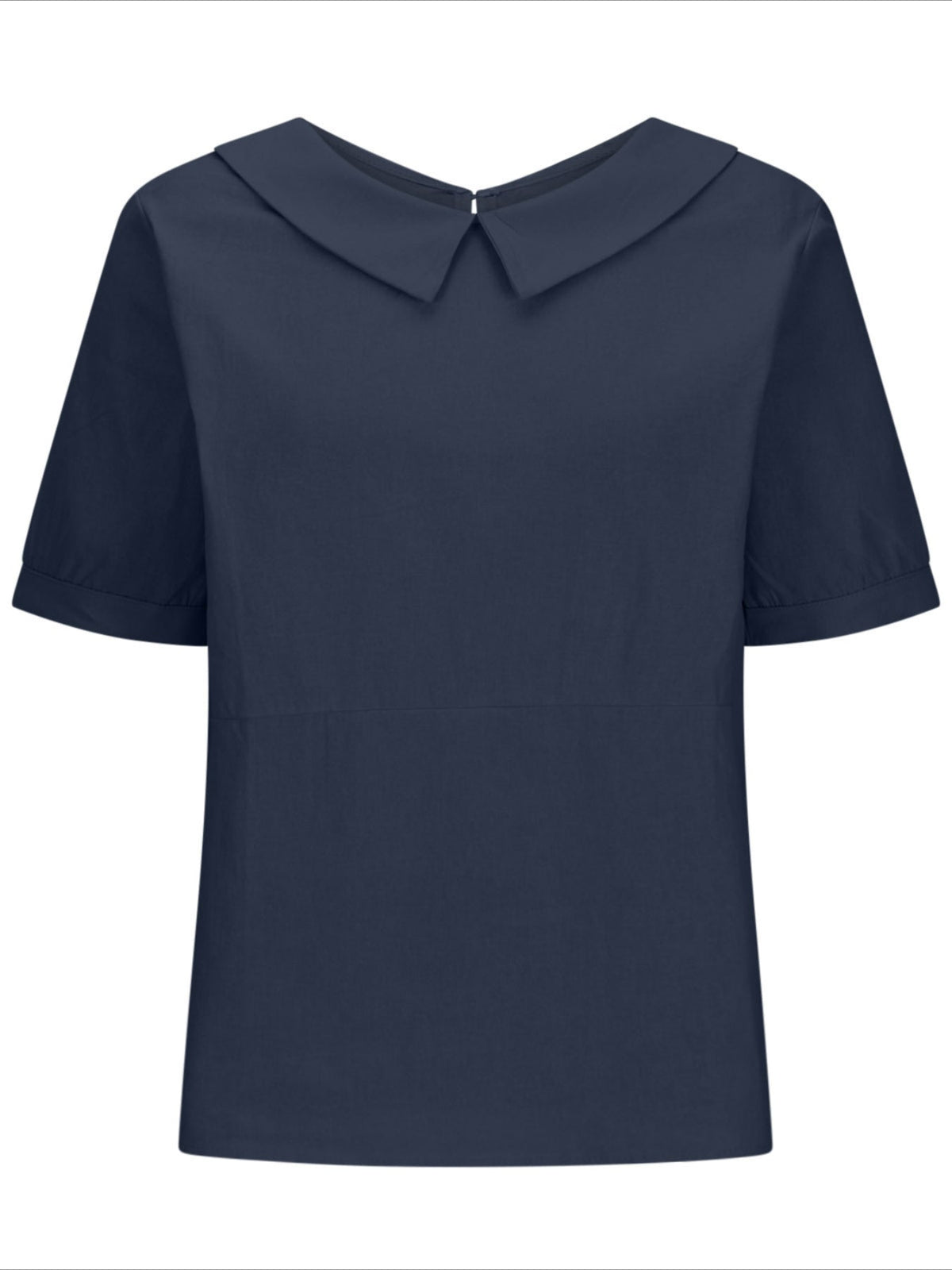 Solid Color Loose Lapel Short Sleeve Cotton Top