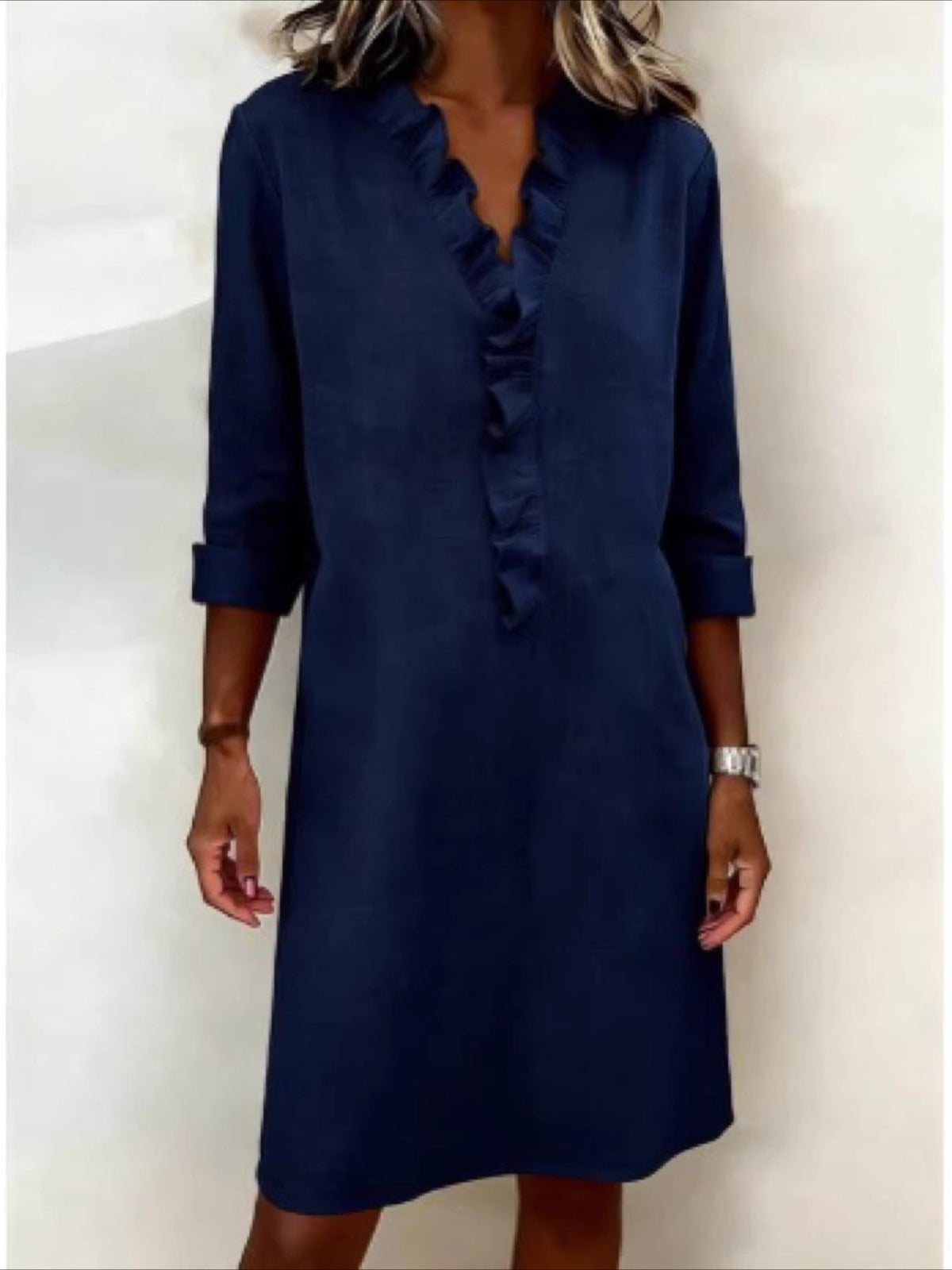 Gentle Style Elegant Commuter Solid Color Versatile Midi Dress
