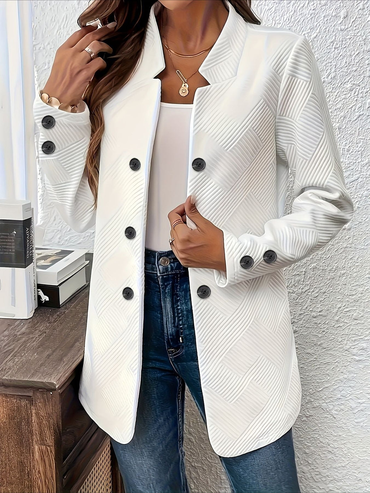 Plain Spring/Fall Casual Long Sleeve Stand Collar Mid-long Outerwear