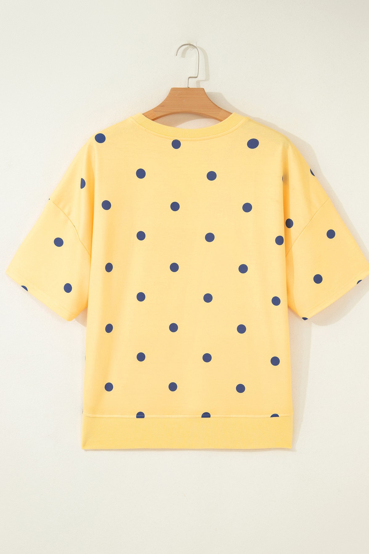 Yellow Polka Dot Print Crossed Seam Detail Oversize Tee