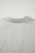 Khaki Stripe Dolman Sleeve Polo Shirt and Drawstring Shorts Set
