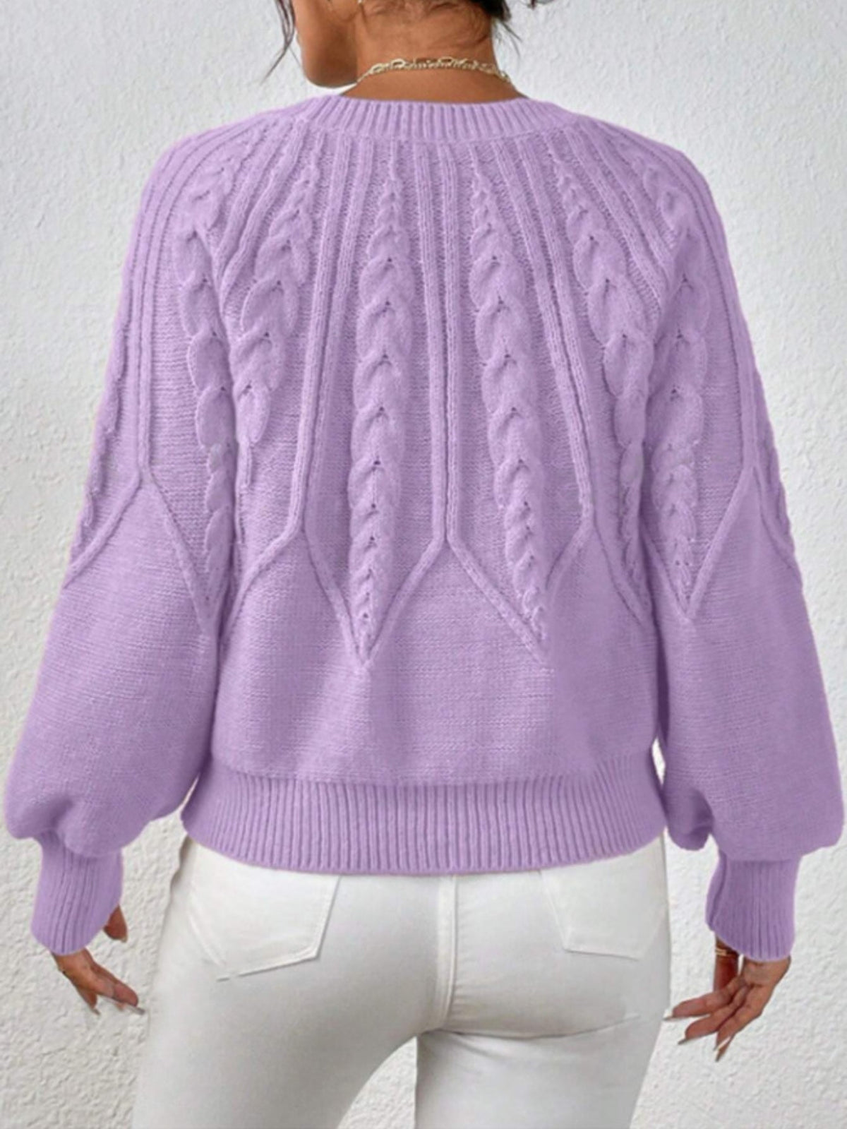 Casual Pullover Chic Knit Lantern Sleeves & Ruffle Detail Sweater