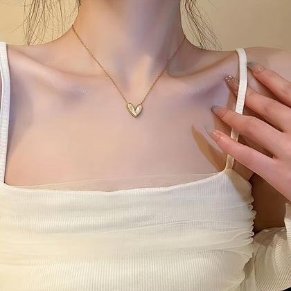 Free Gift Elegant & Simple Heart Pendant Necklace - Perfect Gift for Her, Alloy, Versatile for Casual Attire
