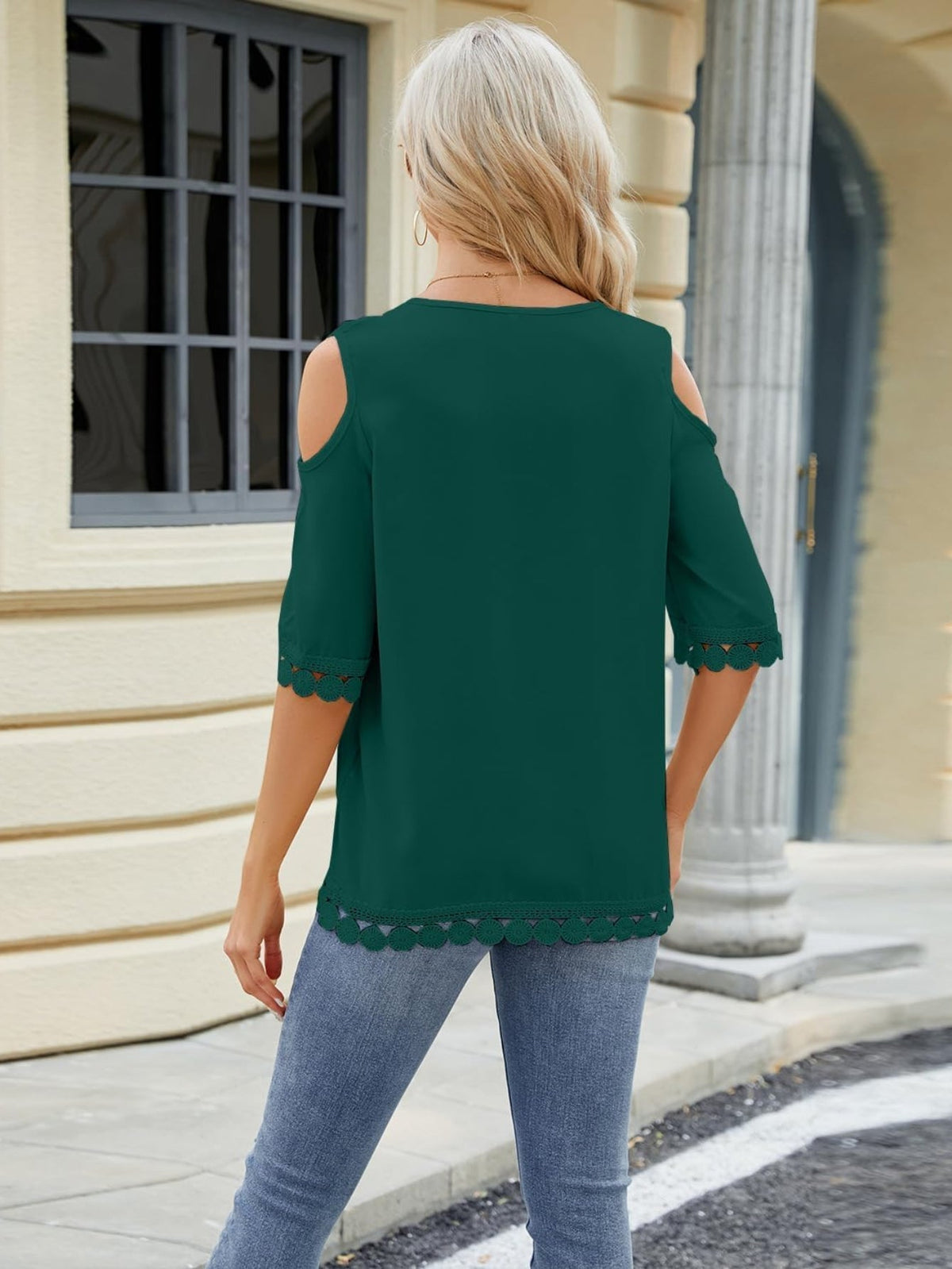 Womens Tops Cold Shoulder Crew Neck Short Sleeve Summer Tunics Blouse Casual Loose Fit T Shirts