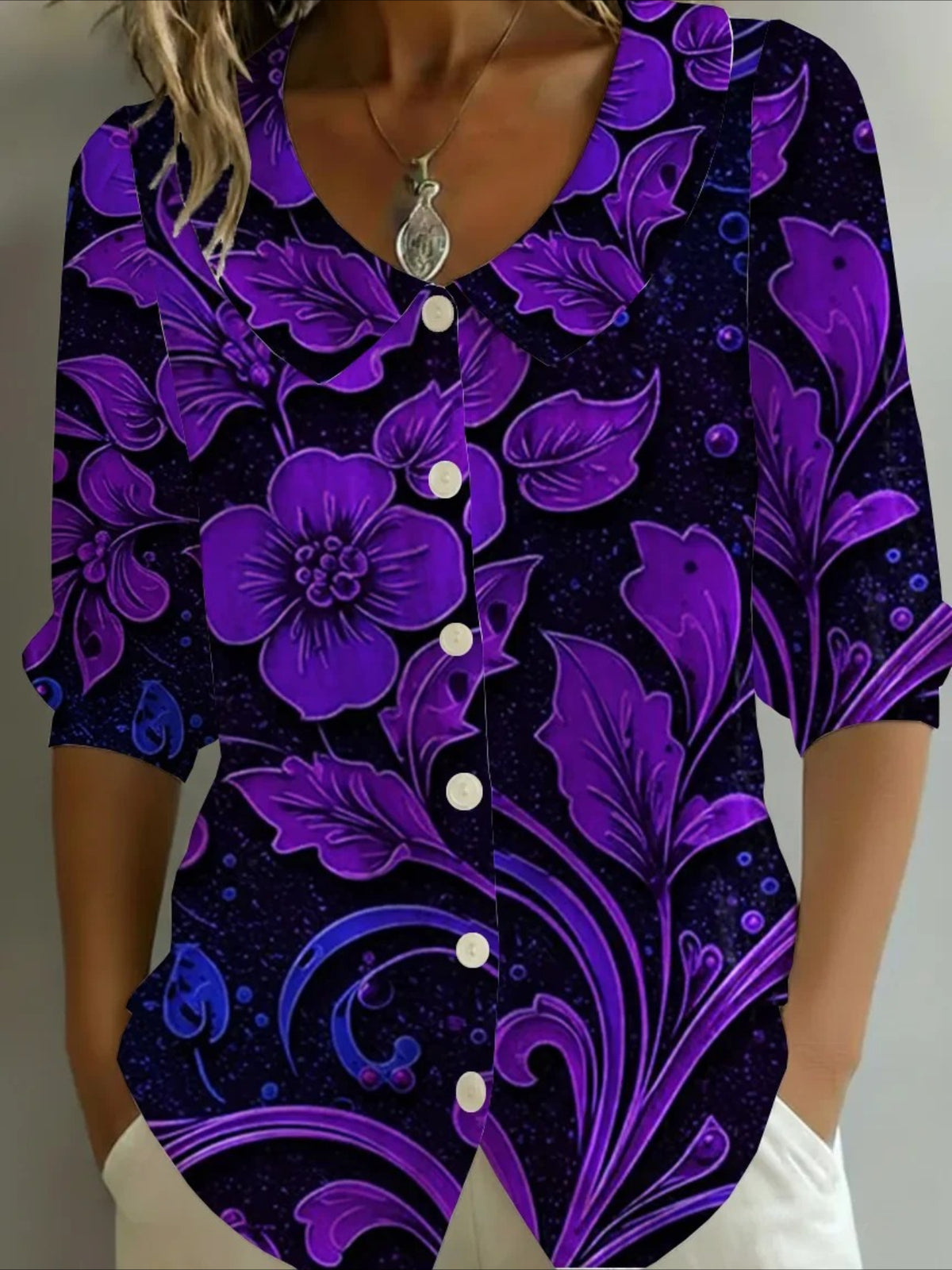 Crew Neck Short Sleeve Patterns Regular Shirt
