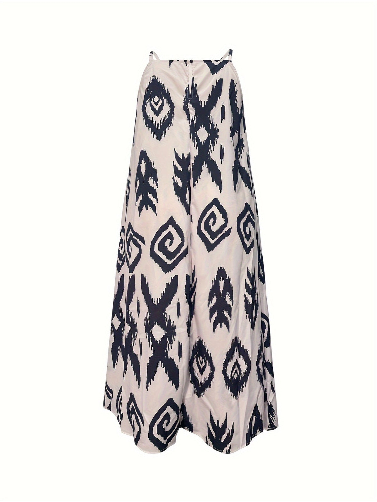 Ethnic Geo Print Cami Dress, Boho Loose Long Length Spaghetti Strap Dress