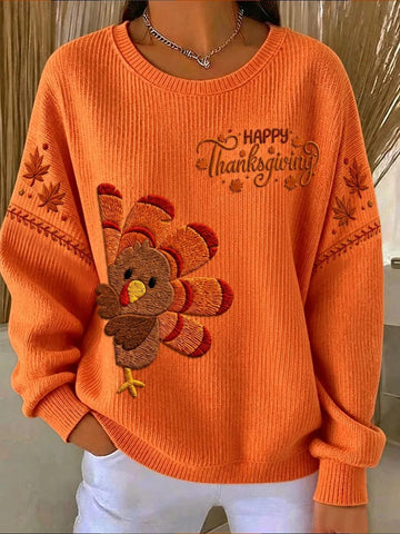 Crew Neck Maple Leaf Long Sleeve Sweater Hoodie