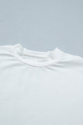 White Asymmetric Lace Hem Patchwork Tee
