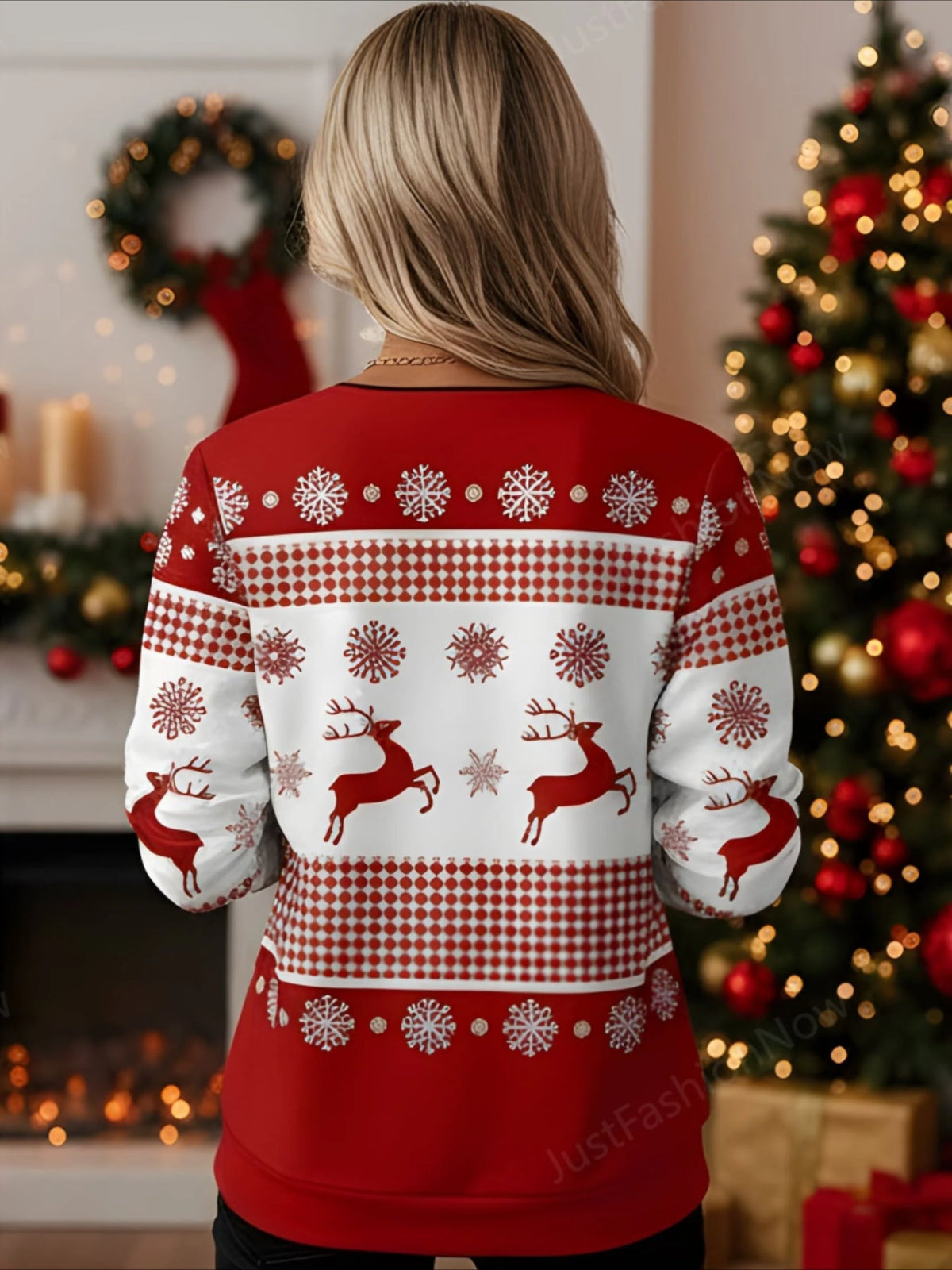 Christmas Long Sleeve Center Front Zip Sweatshirt