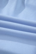 Mist Blue Loose Polo Tee Elastic Waist 2pcs Short Set