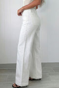 White 2-Button High Waist Wide Leg Jeans