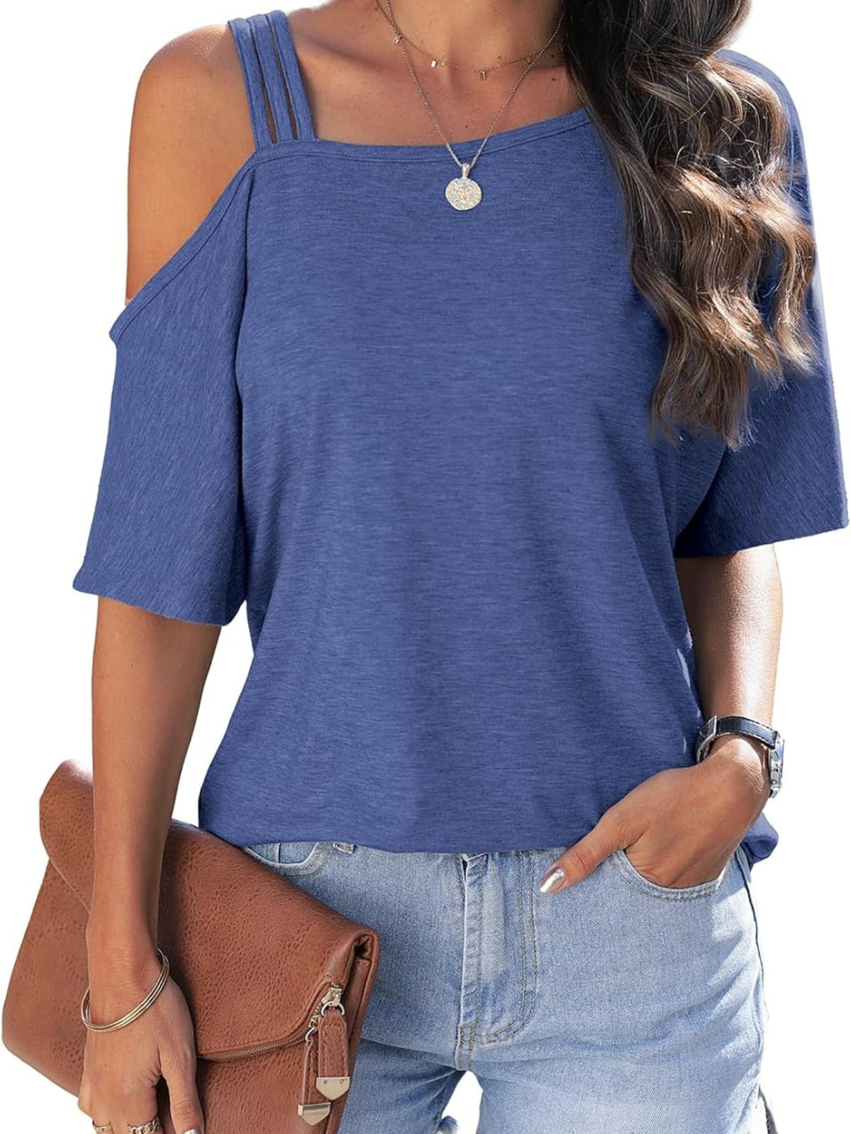 Women's Sexy off Shoulder Tops Fashion T Shirts Blouses Summer Short Sleeve Casual Vacation Tees
