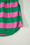 Rose Stripe Dolman Tee Drawstring Skort Athletic 2pcs Set