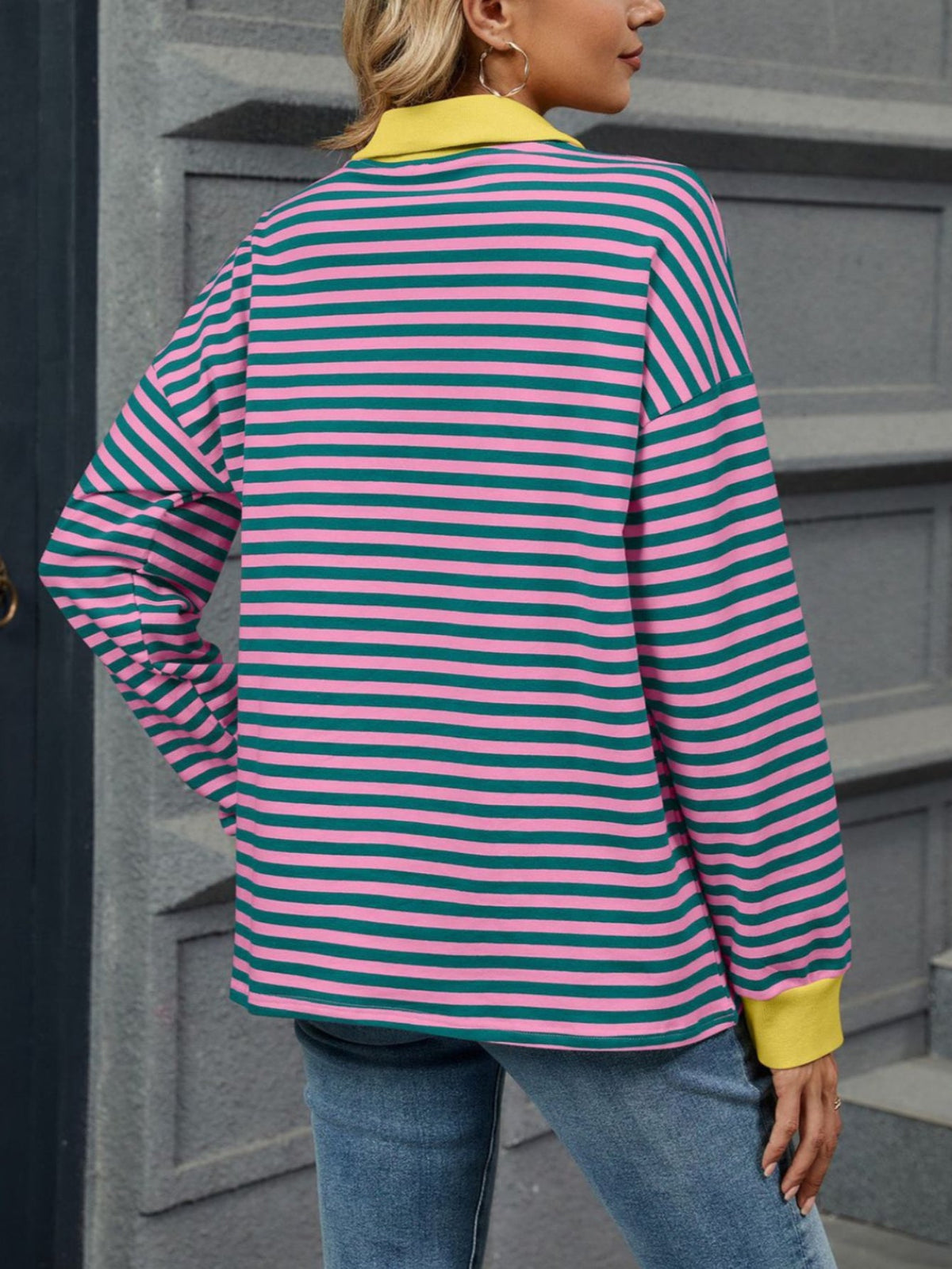Patchwork Striped Long Sleeve T Shirt