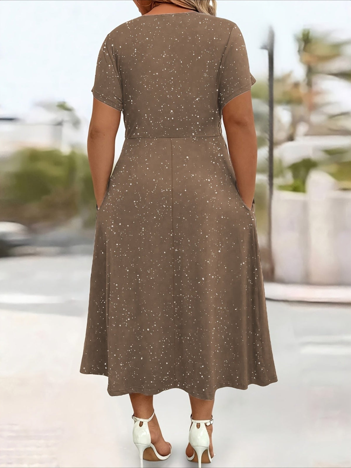 Elegant V-Neck Flattering Fit with Pocket Dress