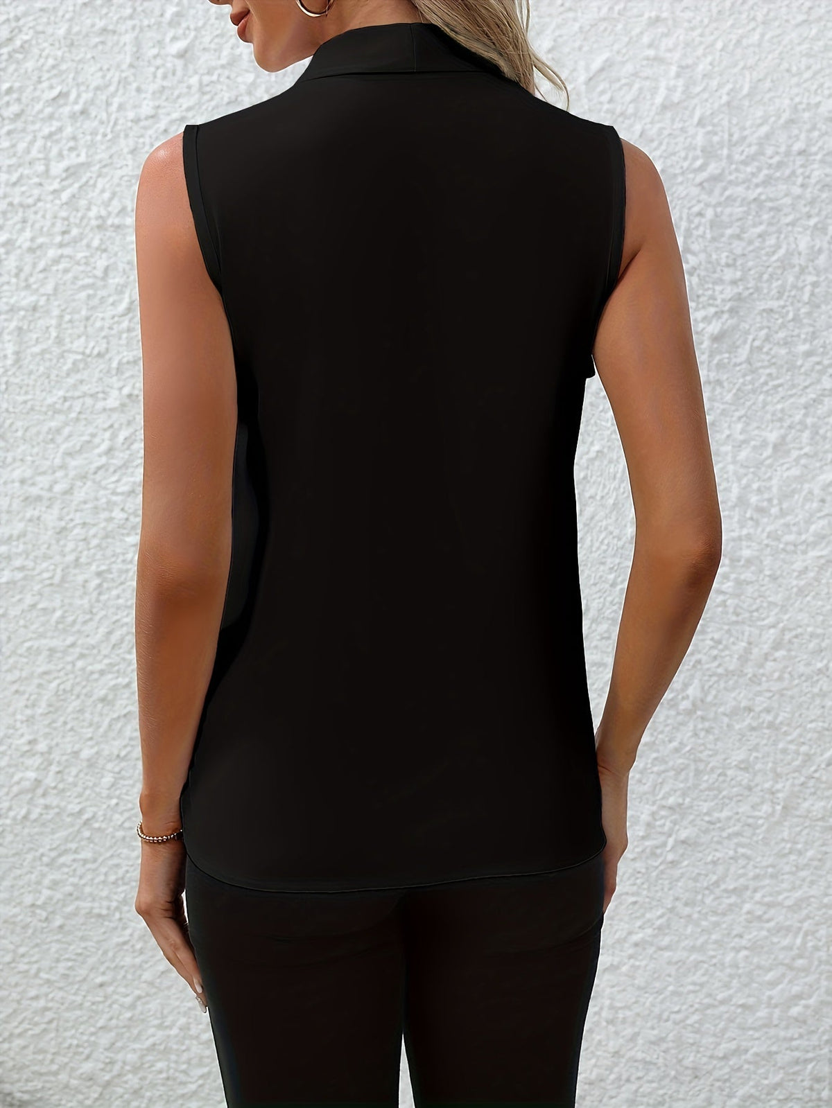 Chic V-neck Blouse, Elegant Sleeveless Top