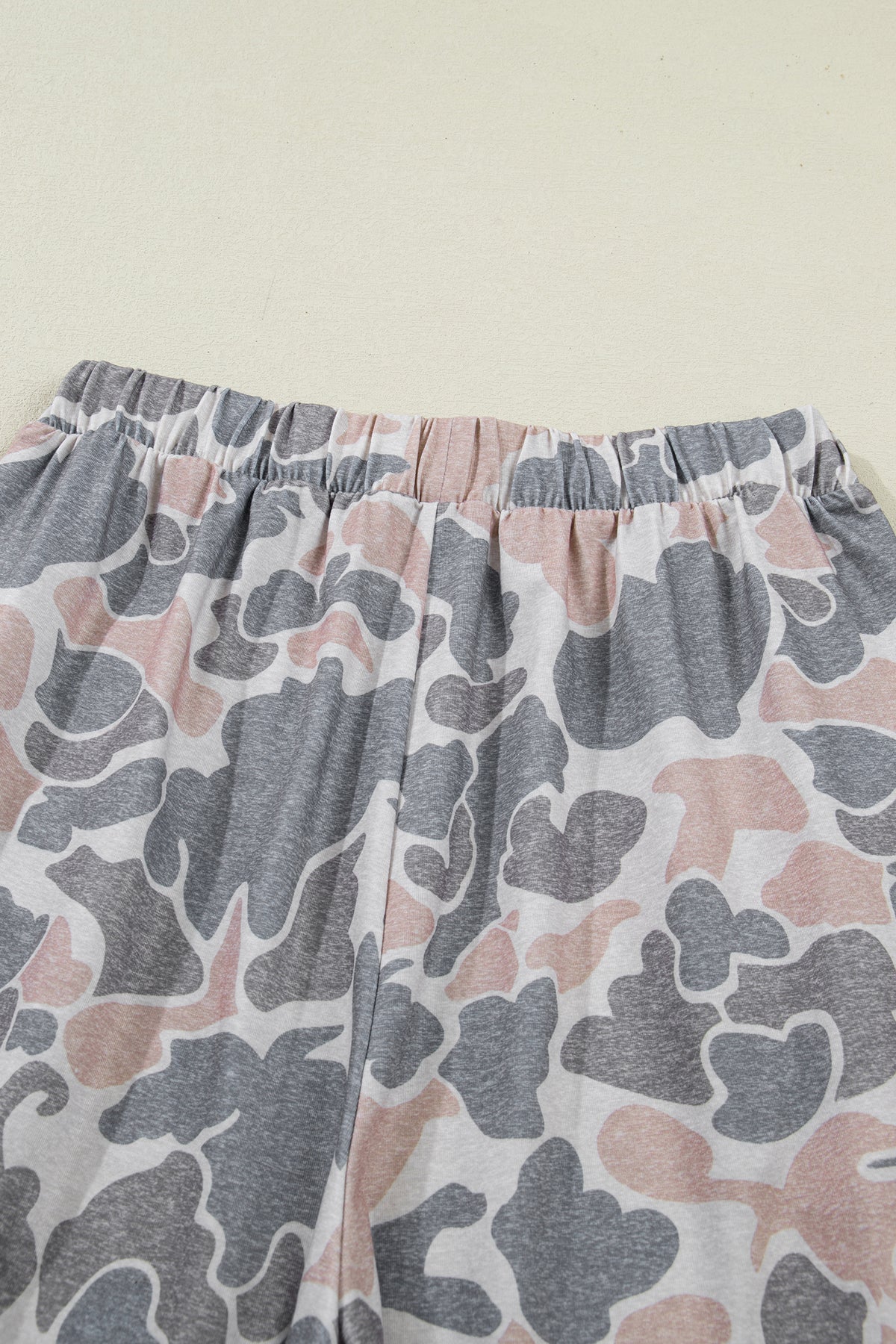 Multicolour Camouflage Short Sleeve Top and High Waist Wide Leg Pants Set