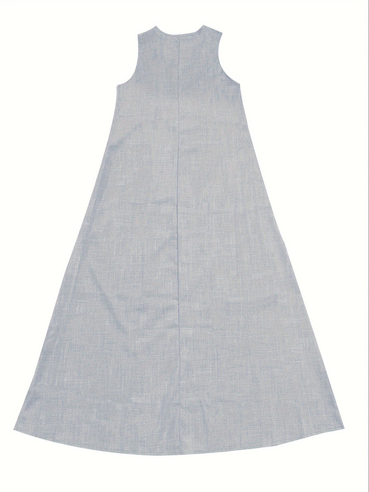 Solid Color V-Neck Maxi Dress, Casual Sleeveless Loose Dress