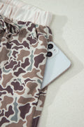 Khaki Camouflage Print Ruffle Boxer Shorts