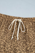 Khaki Plus Size Leopard Print Western Star Patched Jogger Pants