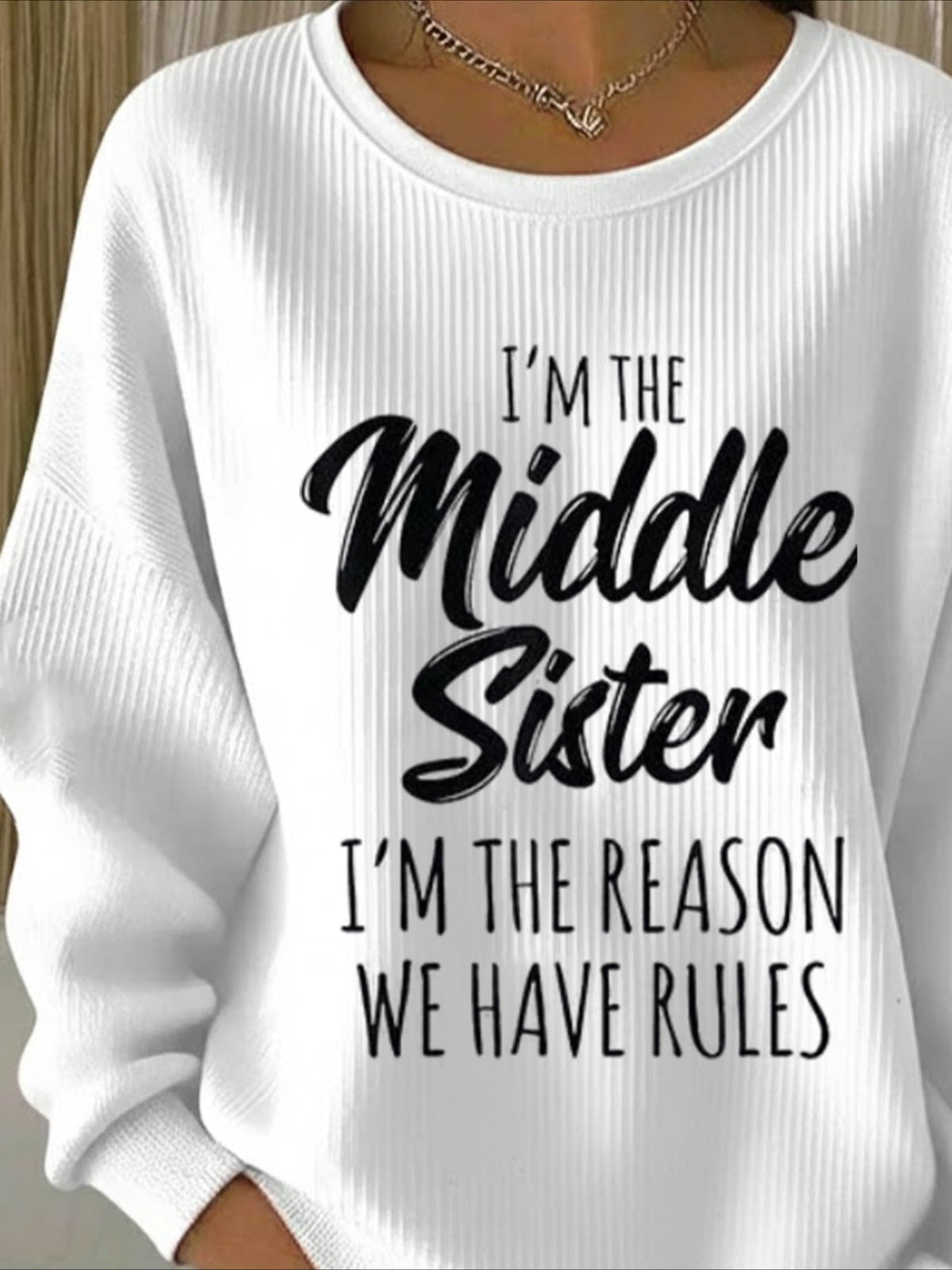 Mom Text Printing Crew Neck Floral Long Sleeve Sweater Hoodie