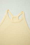 Yellow Cream Slim Ribbed Tank Top and Sweatpants Set