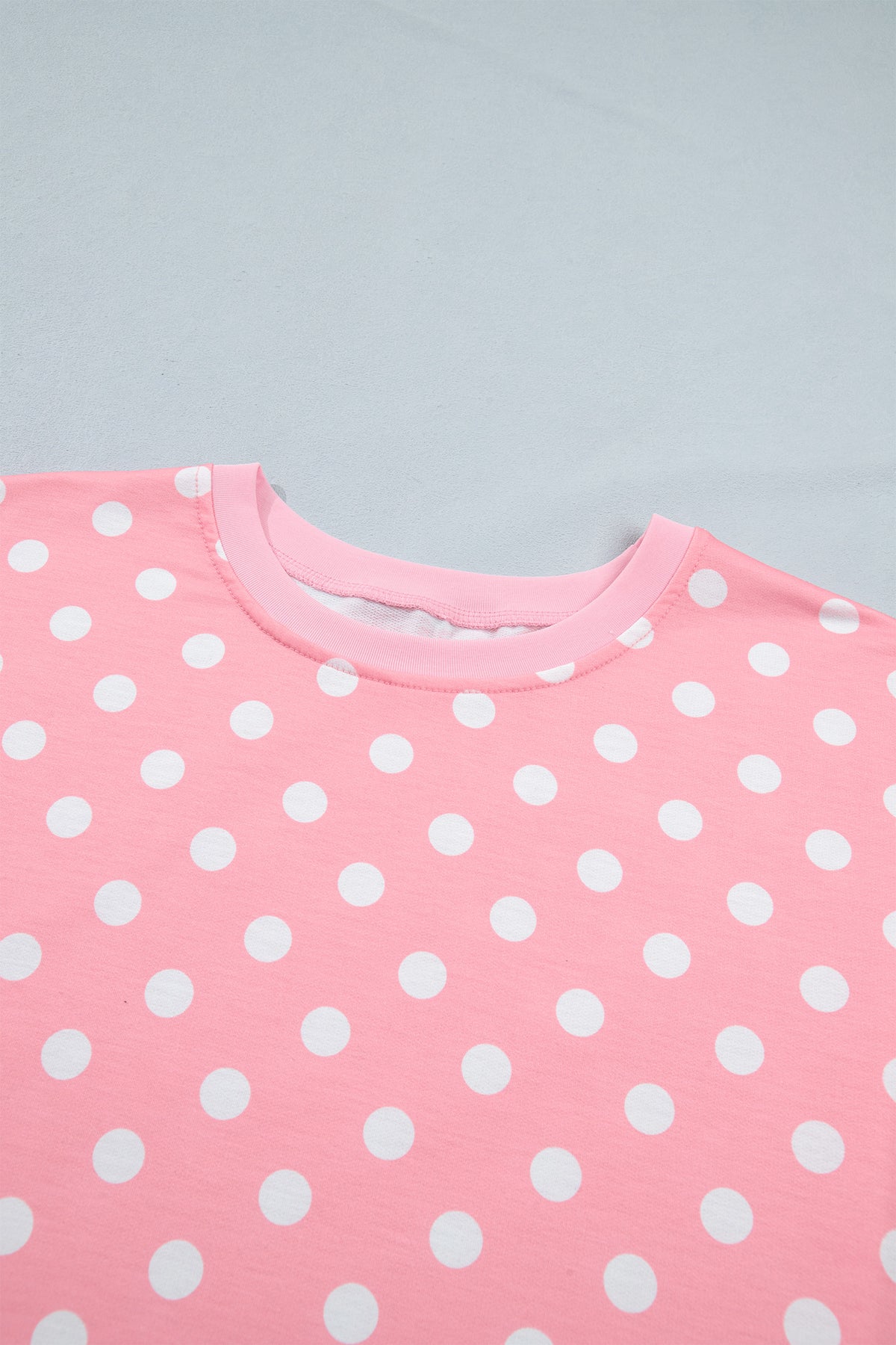 Pink Polka Dot Oversized Top Drawstring Short Set