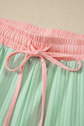Clearly Aqua Soft Ribbed Color Block Trim Casual Short Set
