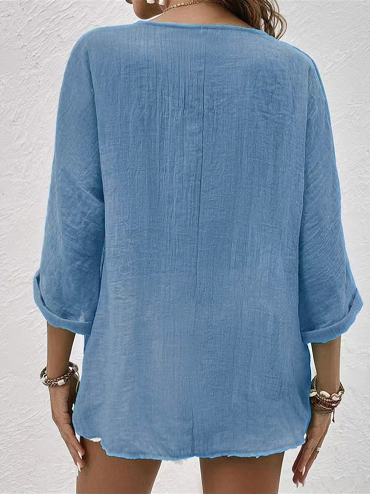 V-neck Pullover Short Sleeve Loose Shirt