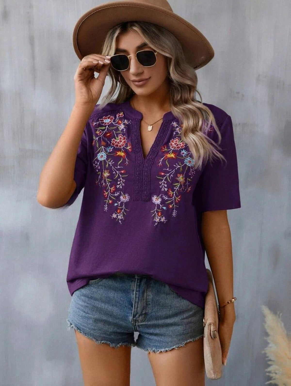 Embroidered Patchwork Lace T-Shirt