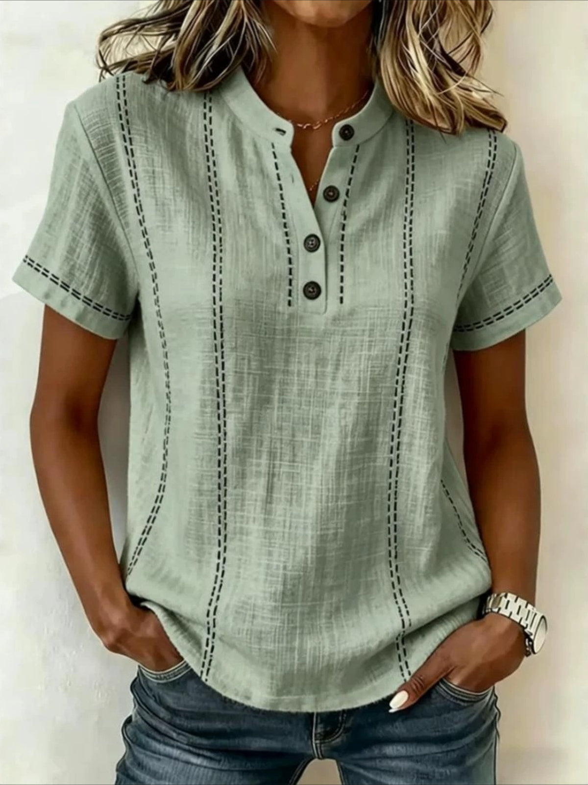 Short Sleeve Plain Regular Loose Shirt