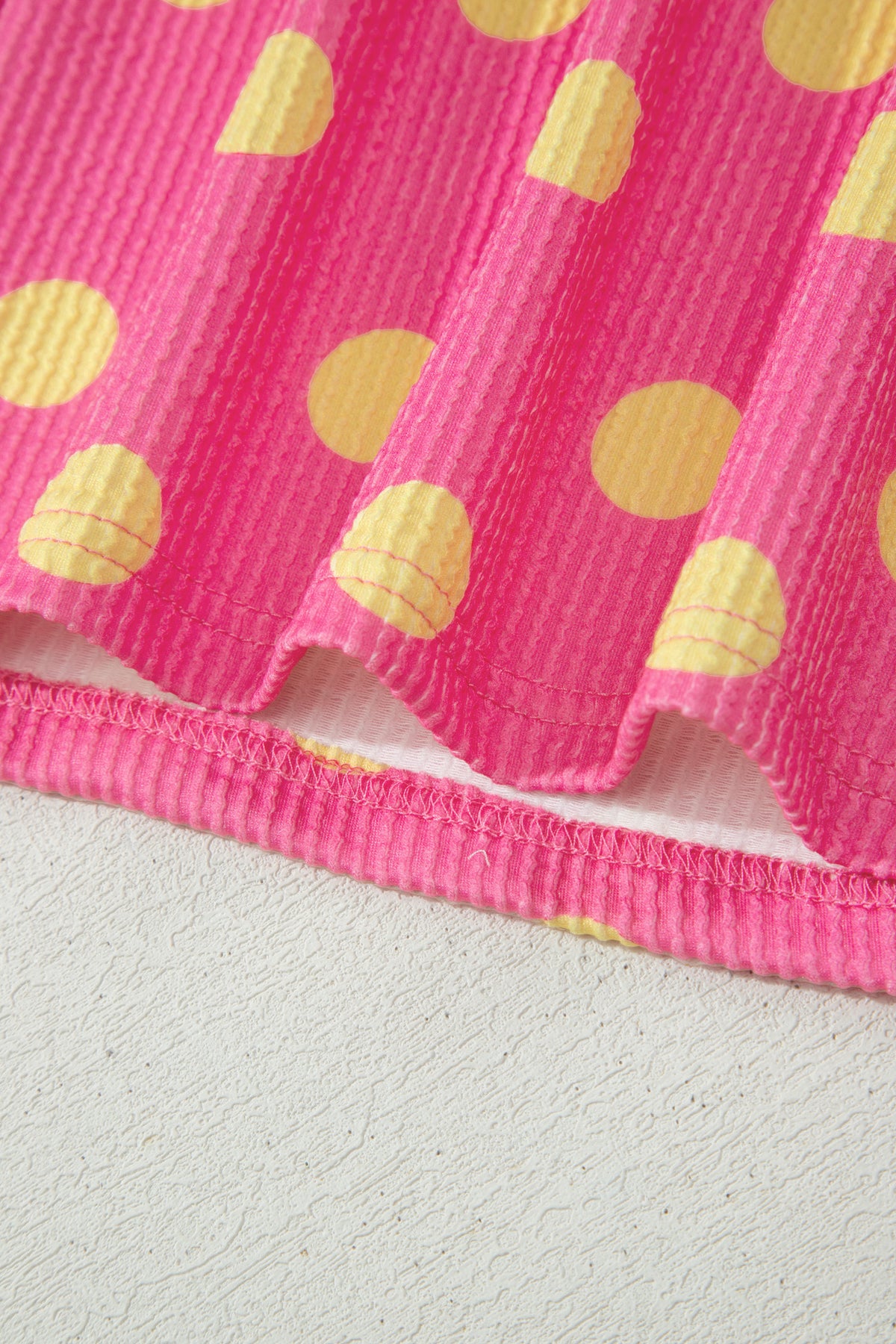 Pink Twisted Rib Polka Dot Print Plus Size T Shirt