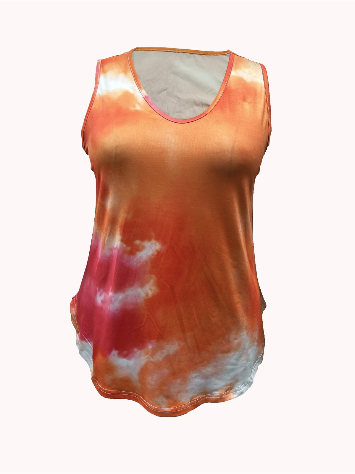 Tie Dye Print Tank Top, Vacation V Neck Sleeveless Tank Top