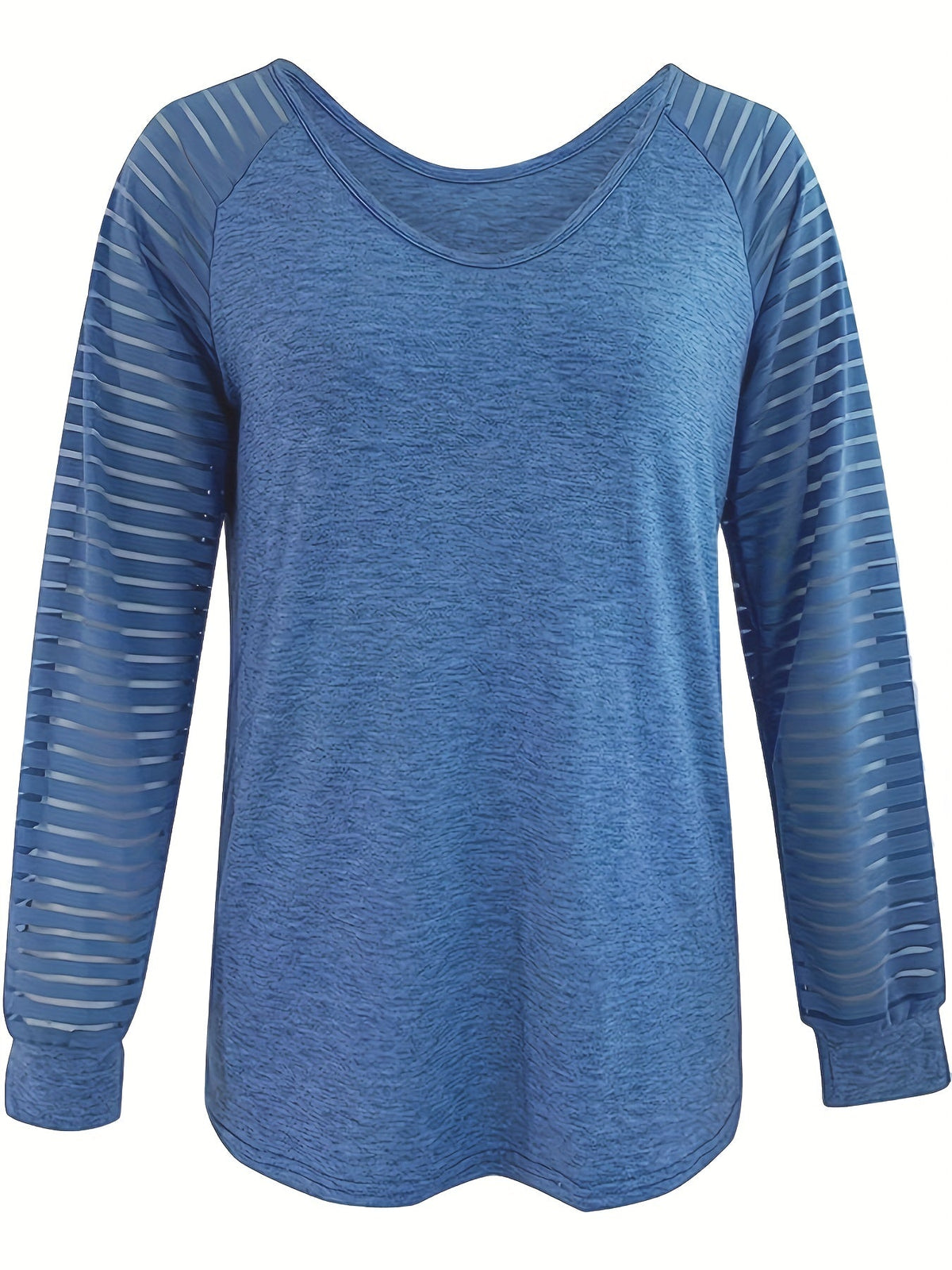 Striped Print Long Sleeve T-Shirt, Casual V Neck T-Shirt