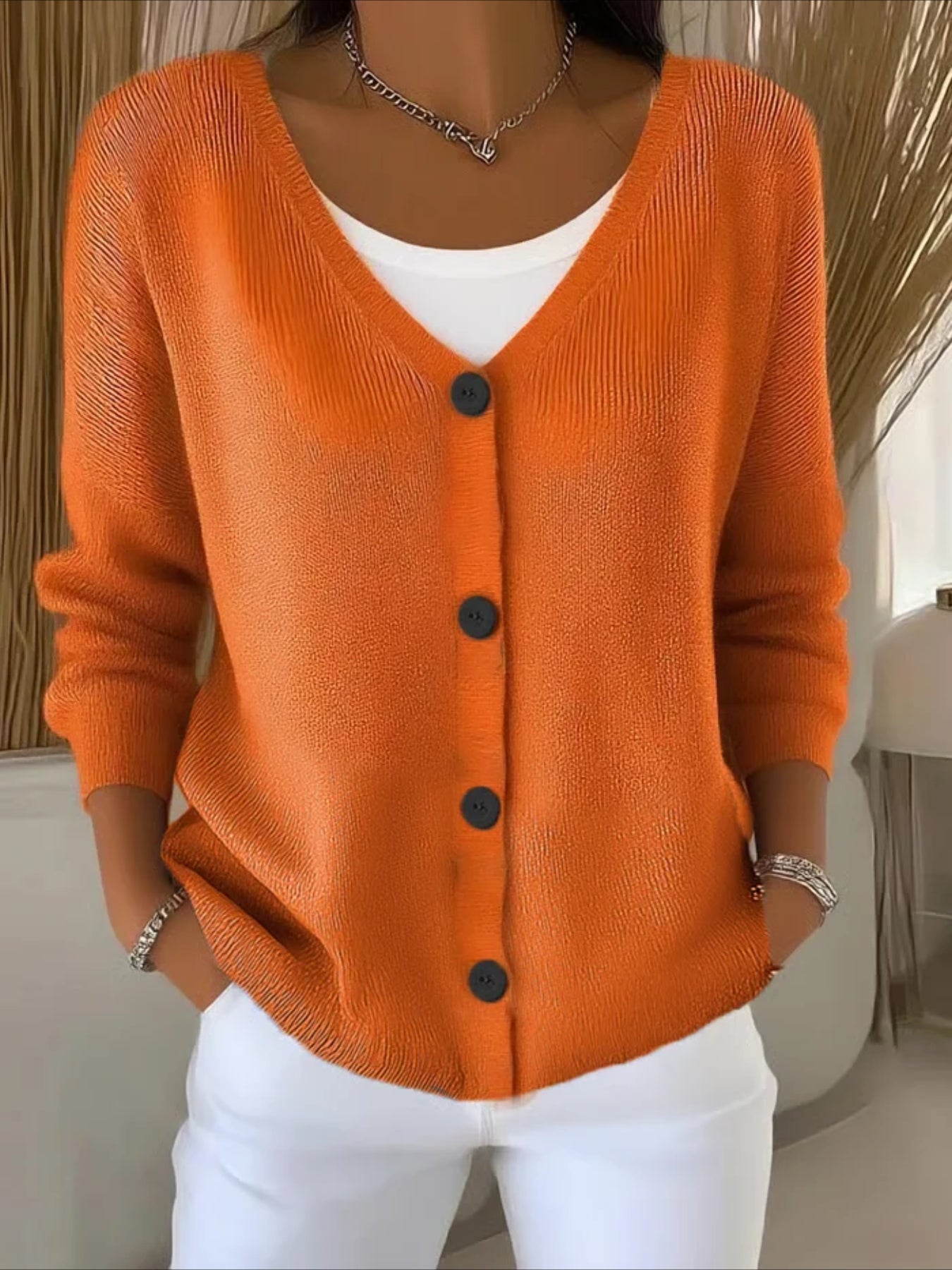 Plain Long Sleeve Comfy Casual Cardigan
